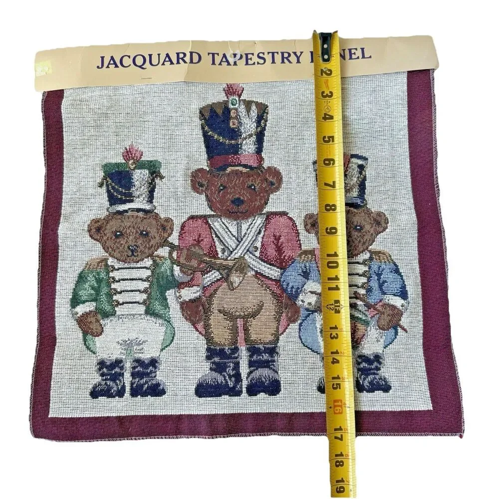 Xmas Toy Soldier Jacquard Tapestry Pillow Panel Bear Drum Band Craft Project NOS